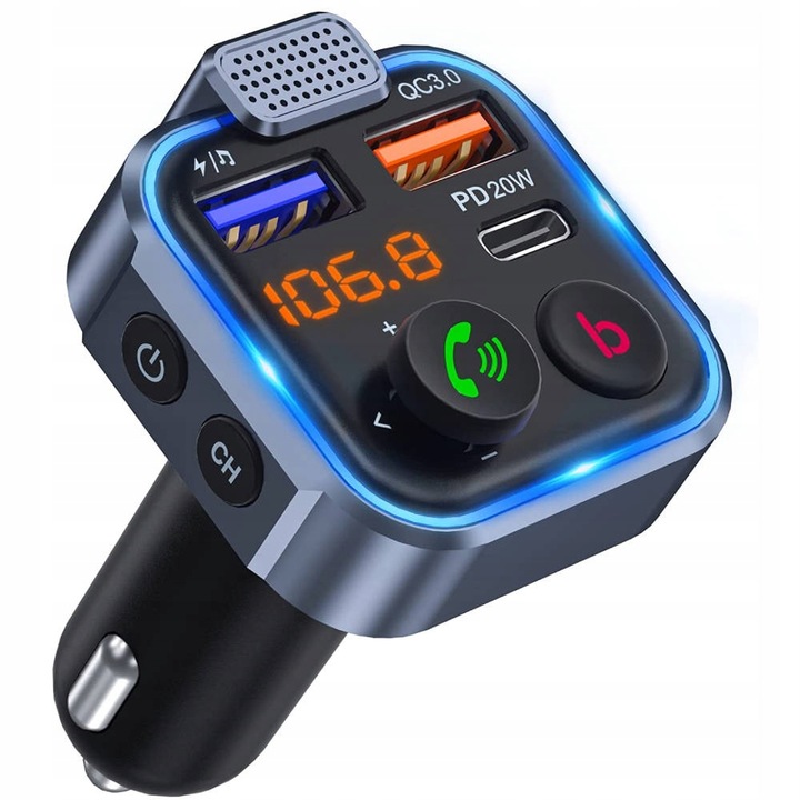 Vysielač do auta Monpax Bluetooth FM vysielač 2xUSB nabíjačka Adaptér